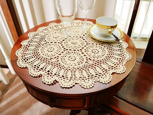 18" Crochet Round Placemat. Wheat color ( 2 pieces pack)